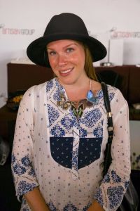 Emma Myles of "Orange Is The New Black" (Nominated Show: Outstanding Drama Series) with <a href="https://www.facebook.com/debrasdivinedesigns/" target="_blank">Debra's Divine Designs</a>.