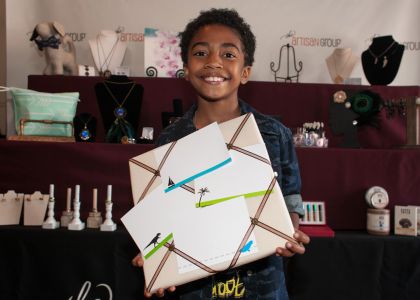 Miles Brown of Black-ish with <a href="https://www.facebook.com/FionaDesigns" target="_blank">Fiona Designs Stationery</a>.