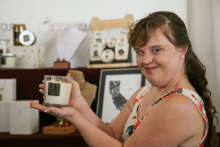 Jamie Brewer of "American Horror Story" with <a href="https://www.facebook.com/LitandCoCandles/" target="_blank">Lit & Co. Candles</a>.