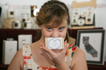 Jamie Brewer of "American Horror Story" (Nominated Show: Limited Series) with <a href="https://www.facebook.com/purelather.ca/" target="_blank">Pure Lather Inc</a>.
